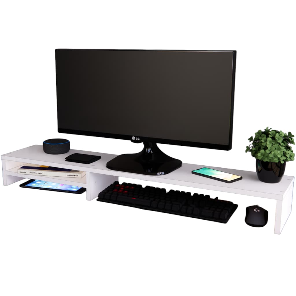 Suporte Monitor até 1 Metro Gamer Branco Home Office Ergonômico Organizador Mesa
