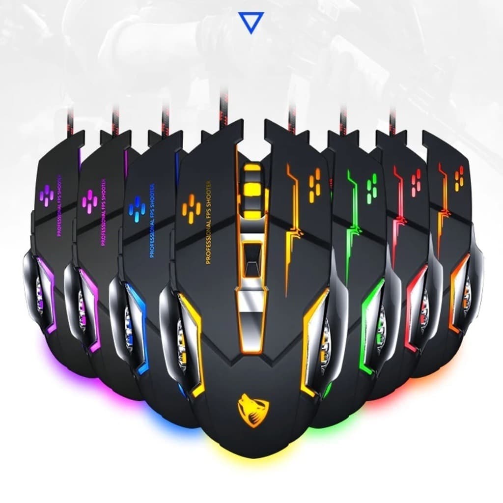 Mouse Gamer Com Fio 3200 DPI 6 Botões  Com Led RGB Luzes PC E Notebook T-WOLF V6