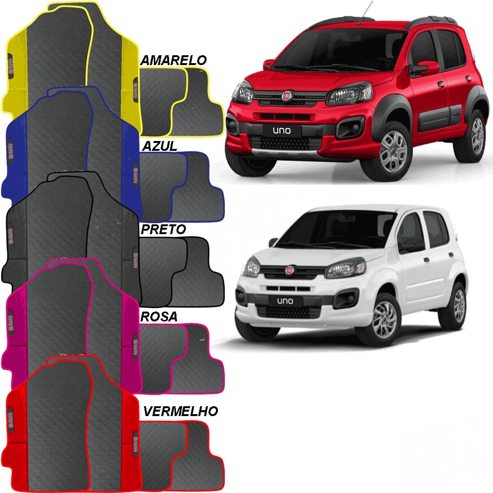 LINDO JOGO TAPETE CARRO AUTOMOTIVO PRETO ROSA VERMELHO AZUL AMARELO FAIT UNO VIVACE EVO 2011 A 2021