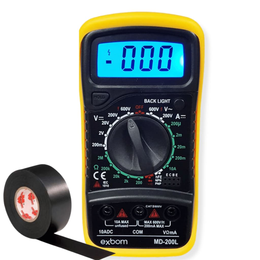 Multimetro Digital Portatil Profissional Multi teste Tela LCD  Com ponteira e BIP + Bateria