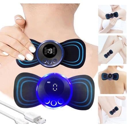 Kit Mini Massageador Elétrico Portátil Recarregável +Tapete Alívio Dor Muscular Adesivo Massagem Corpo Ombro E massageador de pé