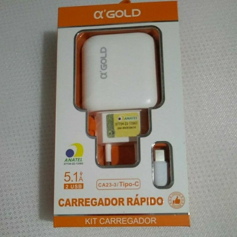 kit Carregador Tipo C Carregador Rapido Gold Pro