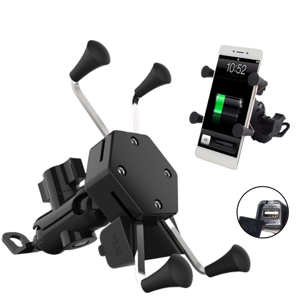Suporte Garra De Celular Para Motos Com Elástico de Proteção E Carregador USB Conectado a Bateria