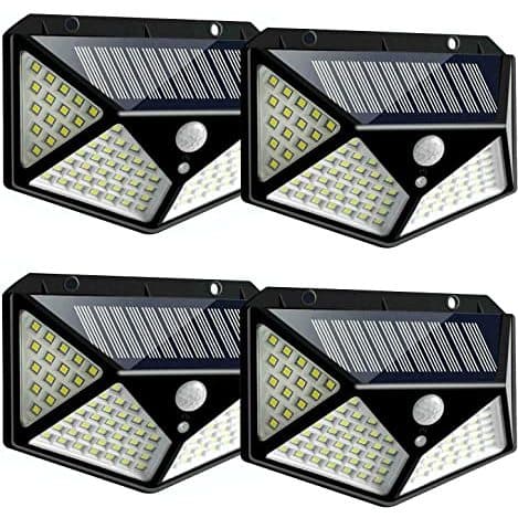 100 Leds Luminária Parede Solar Com Sensor Jardim Externa Prova D'água