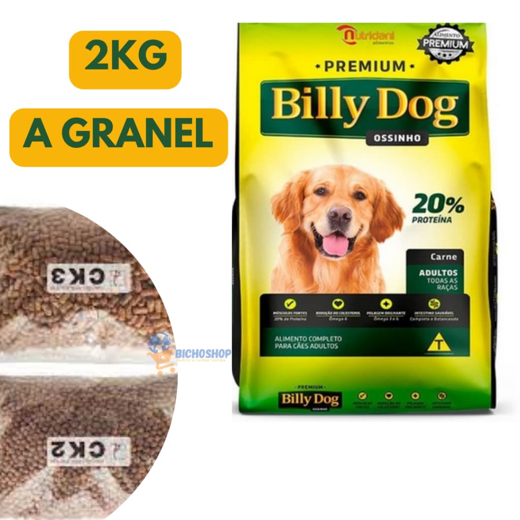 Ração para Cachorro Adulto Billy Dog Premium Ossinho ( A GRANEL 2KG)