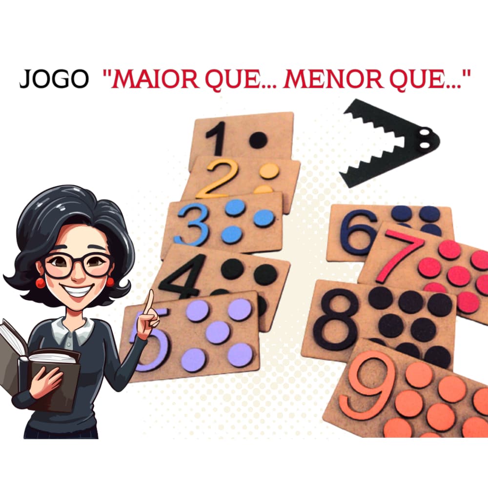 Rêf 072 - Brinquedos Educativos Jogo "maior que... menor que..." Mdf 3mm Cognitivo madeira tabuleiro pedagógico didático, alfabeto Montessori montessoriano autista autismo atividade educativa sensorial desenvolvimento da criança Coordenação motora fina