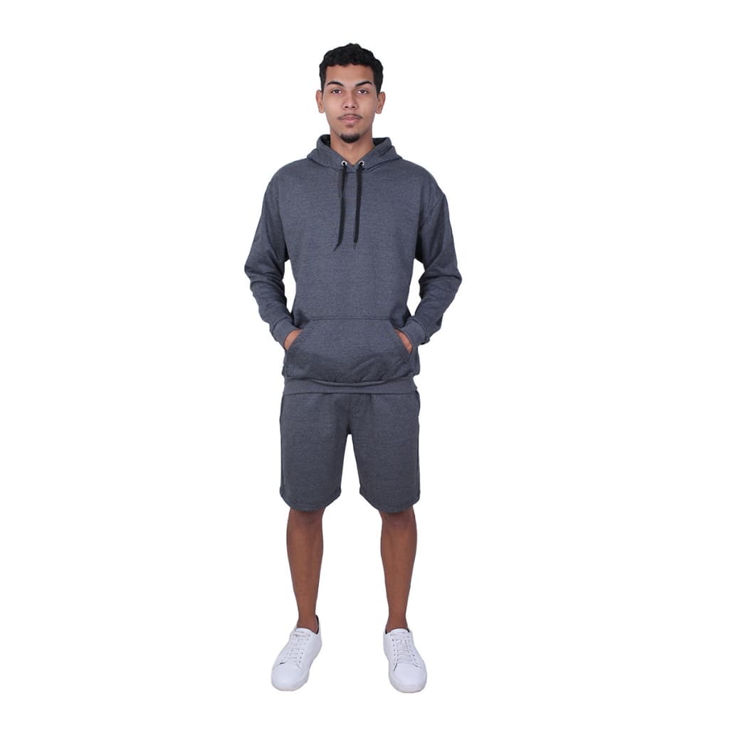 Conjunto de Moletom  Unissex Varias Cores Blusa + Bermuda Casaco Moletom Canguru Com Bolso E Capuz Bermuda Com Bolso e Cordão