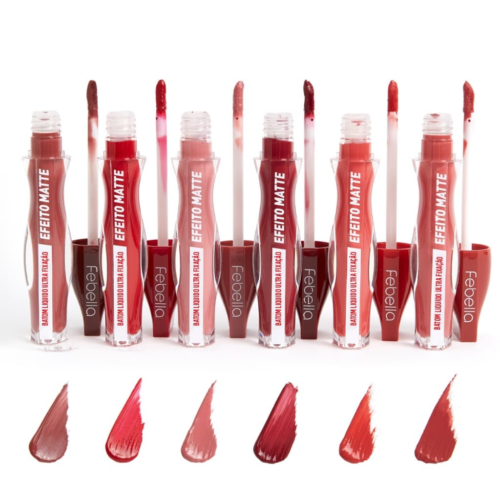 Batom Liquido Matte Febella Cores Quentes Ultra Fixação Matte Maquiagem Febella BM40114