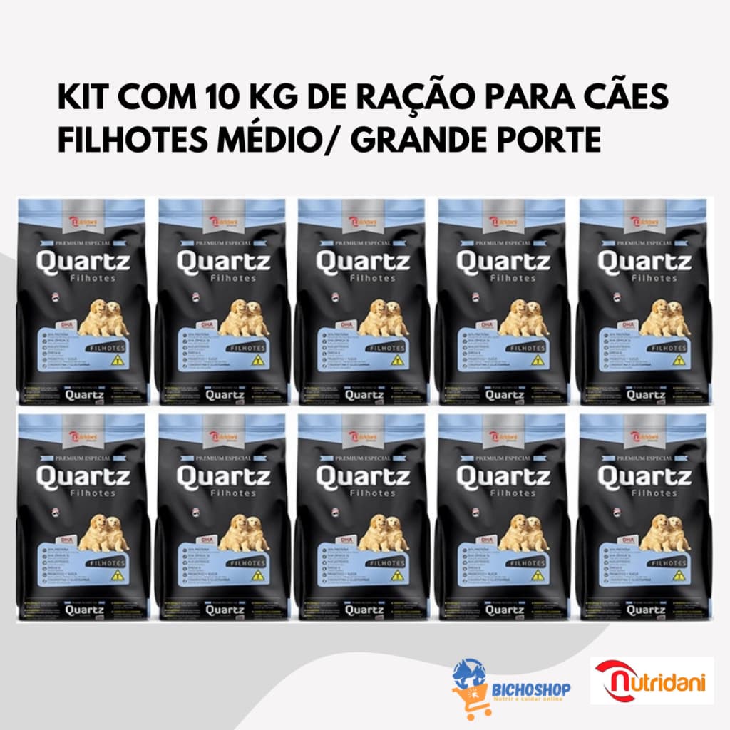 Ração Para Cachorro Filhote MÉDIO/GRANDE PORTE  Premium Esp. Quartz 10 pacotes de 1kg