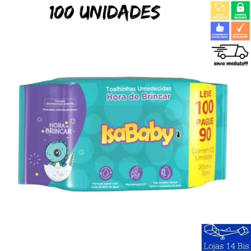 Toalhas Lenços Umedecidos Infantil Hora de Brincar Com 100 Unidades Isababy