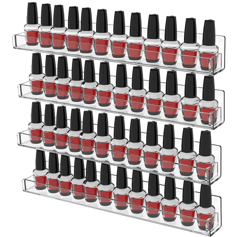 Kit 8 Prateleiras Suporte Organizador para Esmalte Unhas de Parede em Acrílico - Manicure Tintas