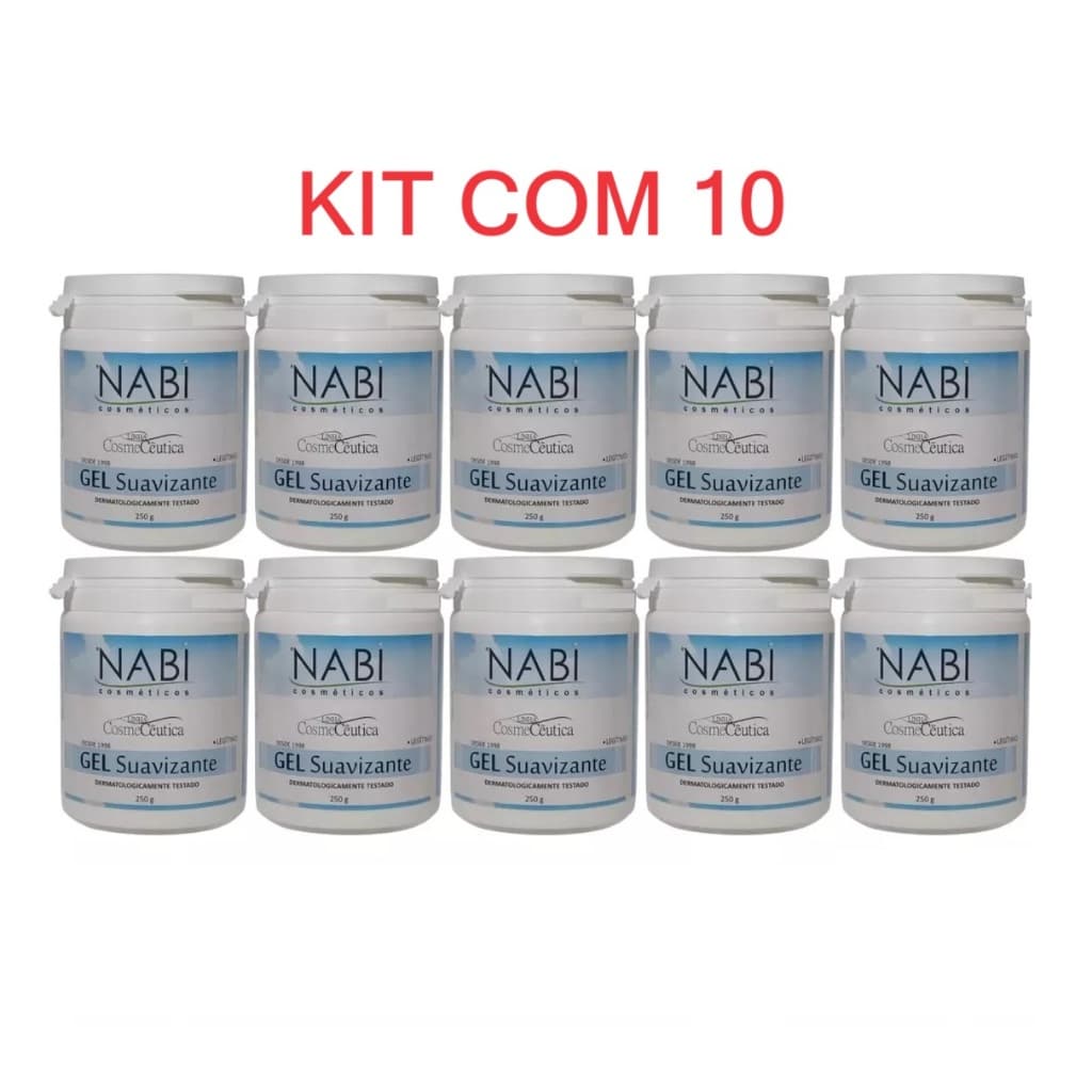 Kit 10 Gel Suavizante Nabi 250g Alívio de Dores Musculares/Massagem Massageador