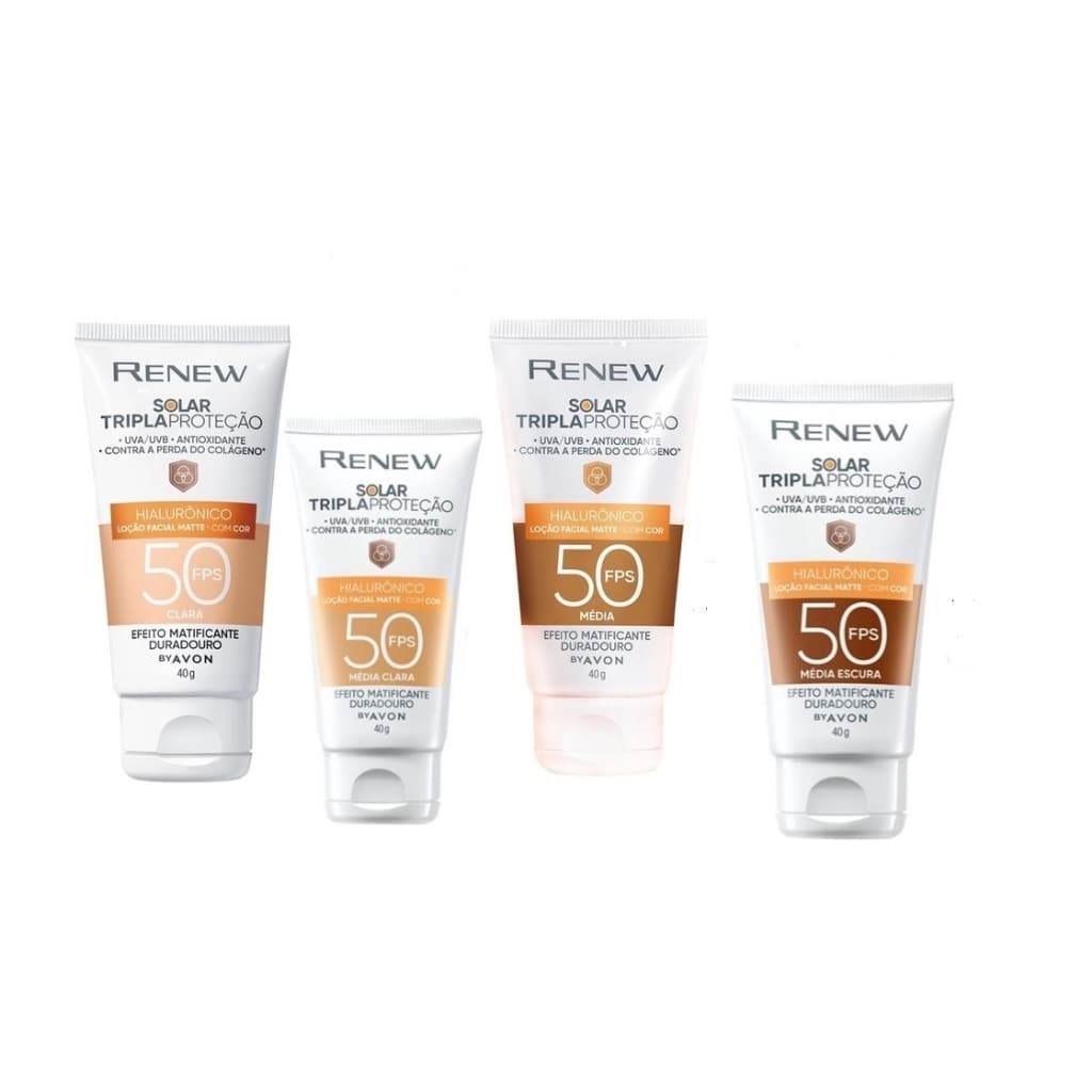 Protetor Solar Facial Renew Advance Matte com Cor Anti-Idade ou sem cor FPS50 50g