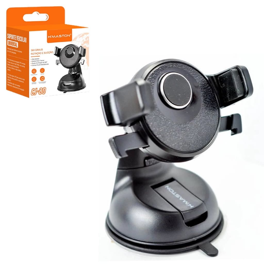 Suporte Celular e GPS Veicular Ventosa Ajustável Hmaston CJ-80 Para brisa Carro Painel Universal