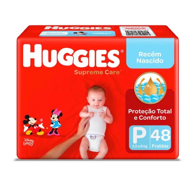 Fralda Infantil Huggies Supreme Care P com 48 Unidades