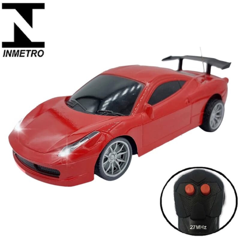 Carrinho de Controle Remoto Brinquedo Vermelho Amarelo Esportivo Carro de Corrida