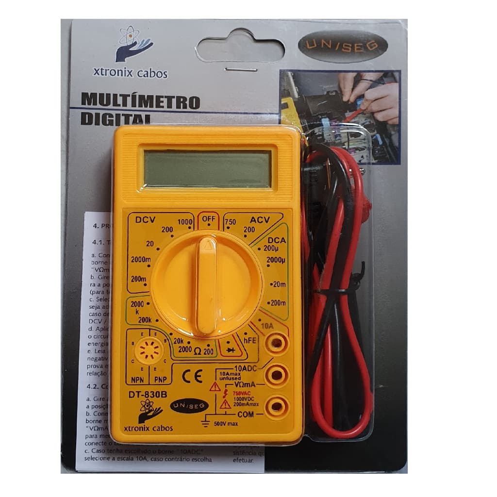 Multímetro Digital DT-830B Portátil Profissional