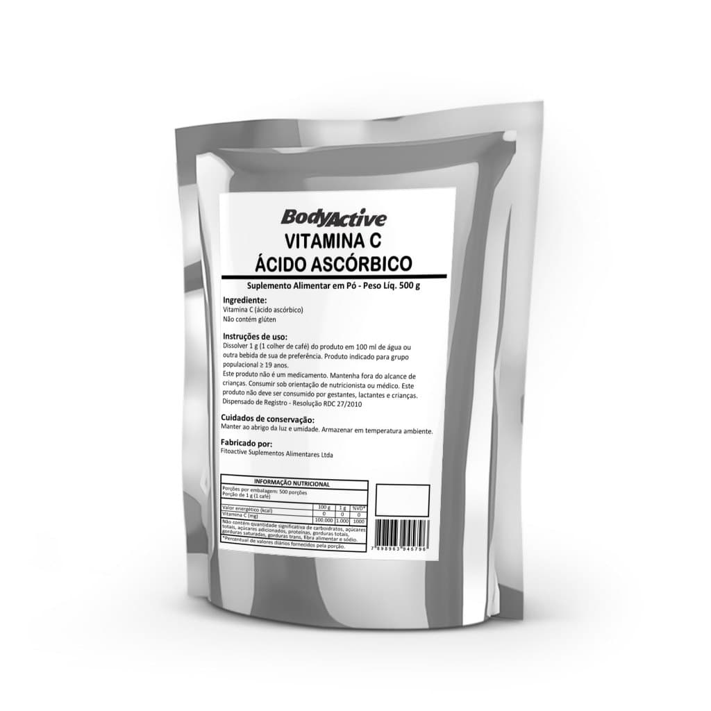 Vitamina C Ácido Ascórbico em Pó 500 g Bodyactive