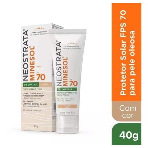 Protetor Solar Facial Minesol Oil Control claro ,Claro medio , claro medio escuro , escuro FPS 70 40g Neostrata