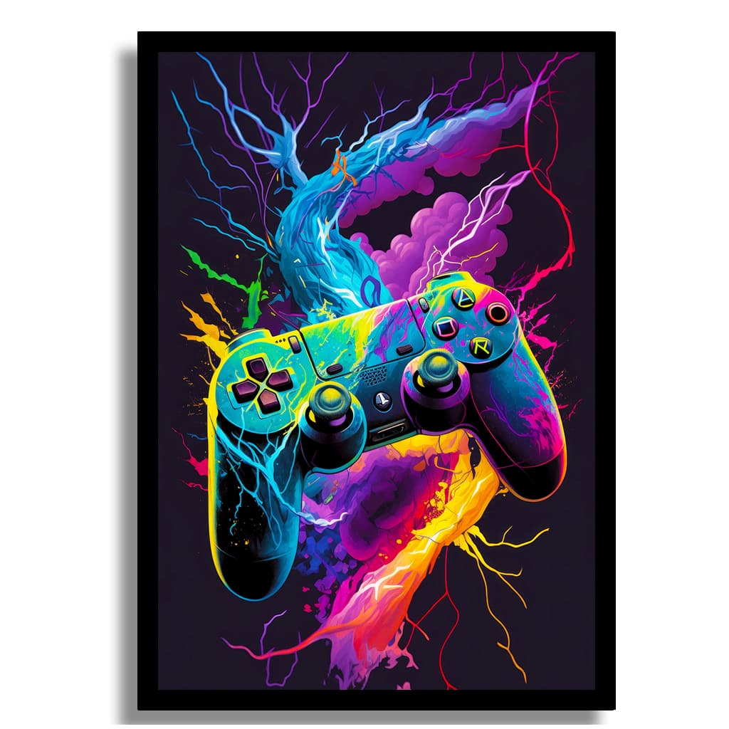 Quadro Decorativo Video Game Manete Controle Joystick Nerd Geek jogos Video Game Decorativo Gamer Neon
