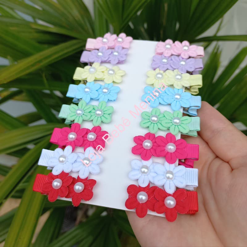 Kit PRENDEDORES FLORES 8 pares 16 peças para bebê menina xuxinhas enxoval roupinhas bebê prendedor encapado