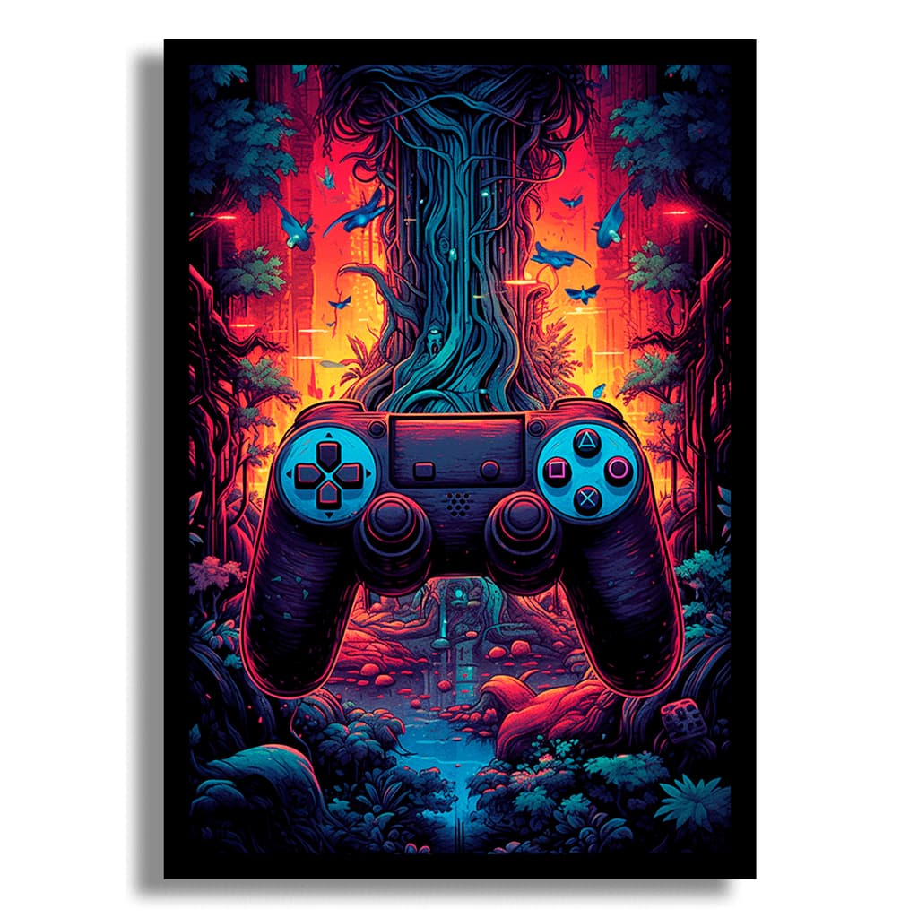 Quadro Decorativo Video Game Manete Controle Joystick Nerd Geek jogos Video Game Decorativo Gamer Neon Explosão