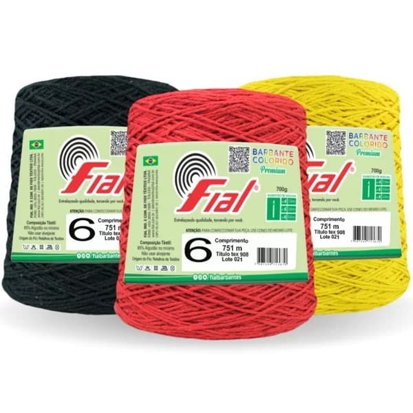 Barbante Fial Colorido N.06 700g - Linha para Crochê/Tricô