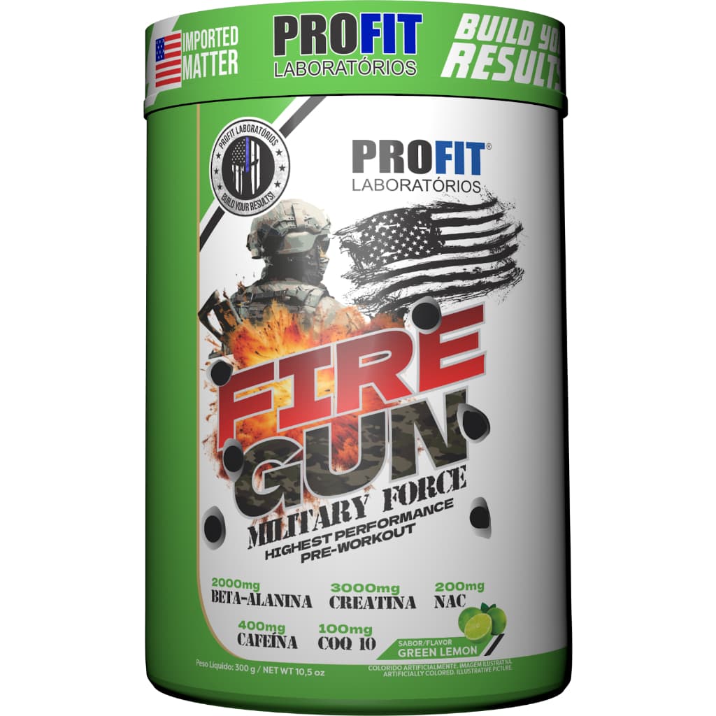 Pré Treino Fire Gun 300g Military Force 400mg de Cafeína Profit Labs