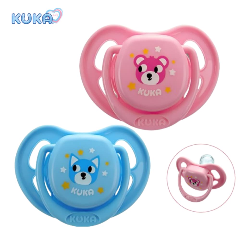 Chupeta Kuka Smart 0-6 meses Bico Silicone Redondo Reto com Alça e Furos de Ventilação