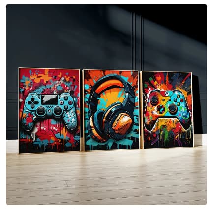 Quadro Jogos Video Gamer Graffiti Art Gamepad Pinturas , Gaming Poster, Gamer Decor, Wall Art Imagem, Teen Room  Meninos