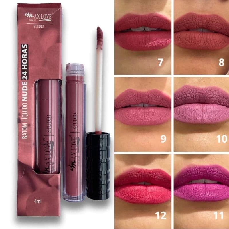 Batom Líquido Matte Nude 24 Horas | Coleção 01 ao 12 | Não Transfere - Maxlove