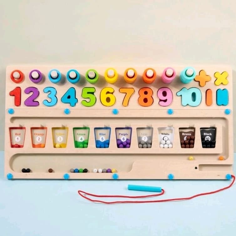 Brinquedo Educativo 3x1 Labirinto Magnético,Cores Números,Operações Matemática.Brinquedo Montessori.
