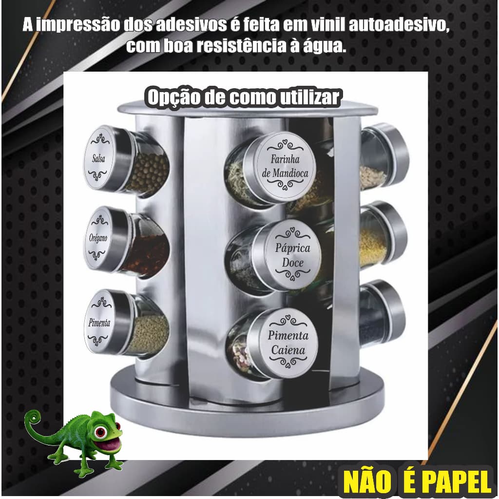 Cartela de adesivo de tempero 70 Etiquetas Transparentes De Potes De Temperos E Grãos