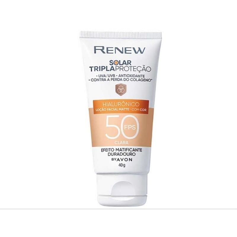 Avon Renew Protetor solar Hialurônico FPS50  Cor Clara 40g