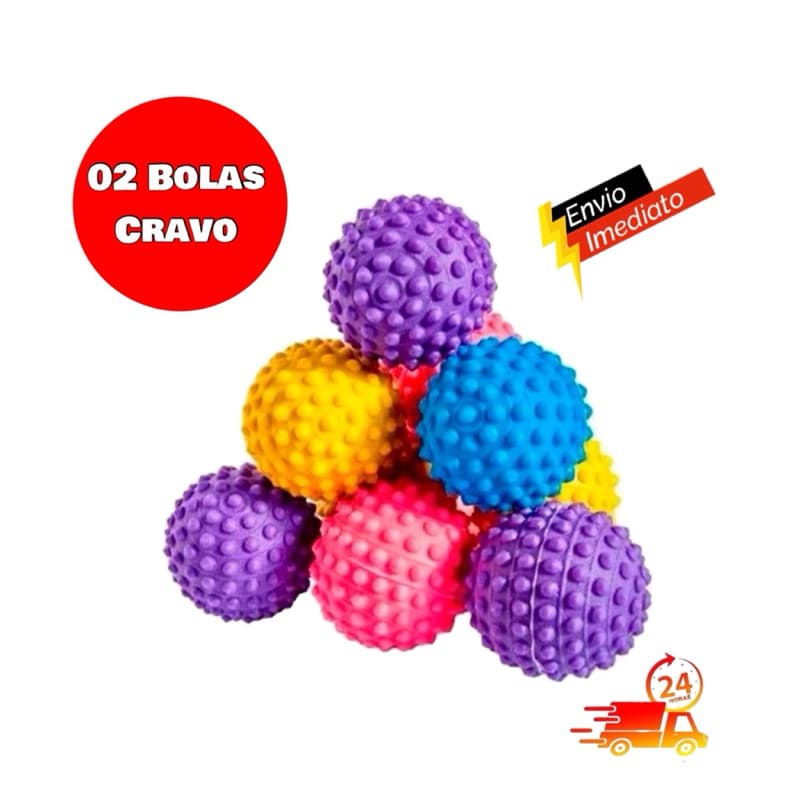 Kit 2 Bola Cravo Fisioterapia, Massagem, Anti-stress, Pets