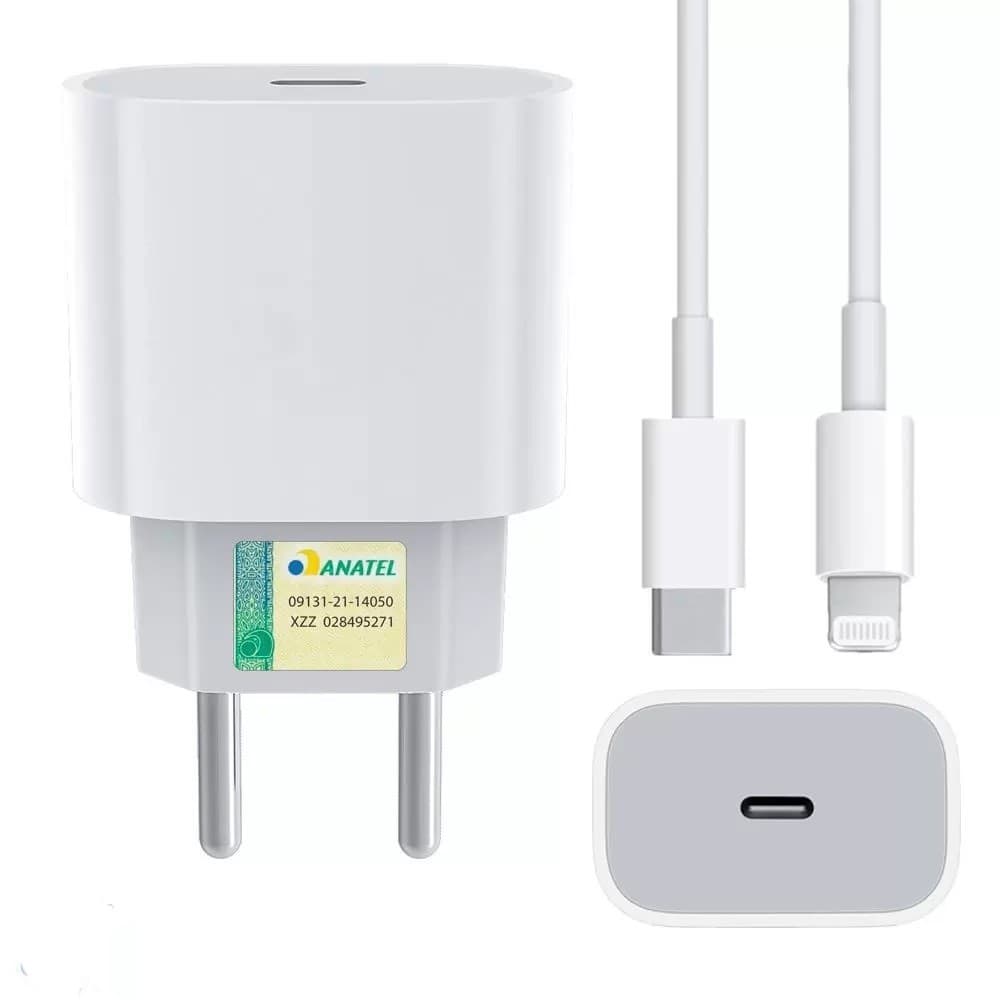 Carregador Adaptador de Energia 20w USB-C Rápido Original Para Iphone 11 12 13 14 Mini Pro Max -Entrega Rápida