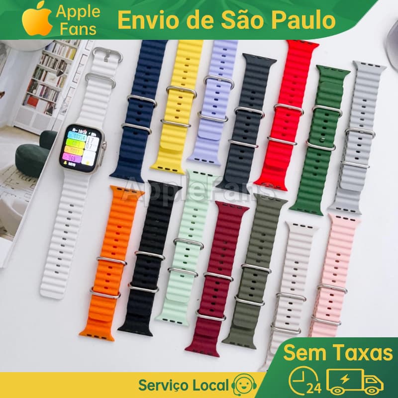 AppleFans Pulseira de relógio de Smartwatch  De Silicone Ocean Straw Capaz Para Relógio Apple Série 8 7 Ultra Replacement 42mm 44mm 45mm