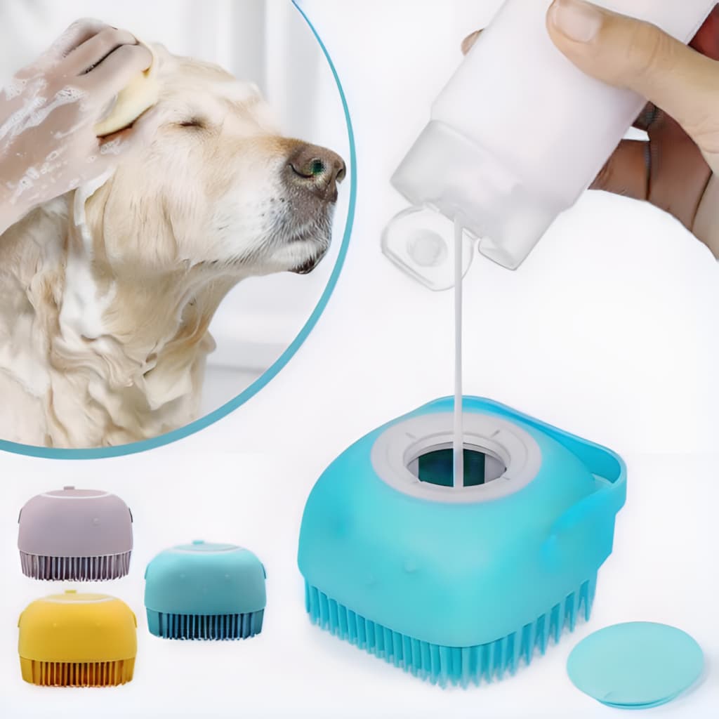 Esponja De Silicone Para Banho Com Dispenser Shampoo Sabonete Escova Crianças Adultos Para Cães Gatos Pets