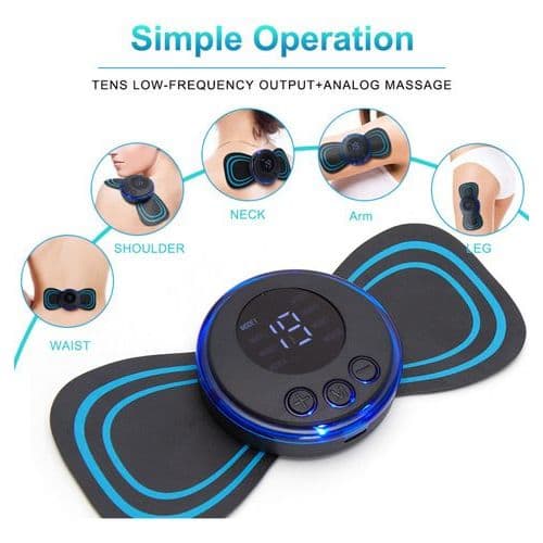 Massageador Eletroterapia Ems Cervical Perna Lombar Abdomen Corporal Muscular Usb Recarregável Cor Preto