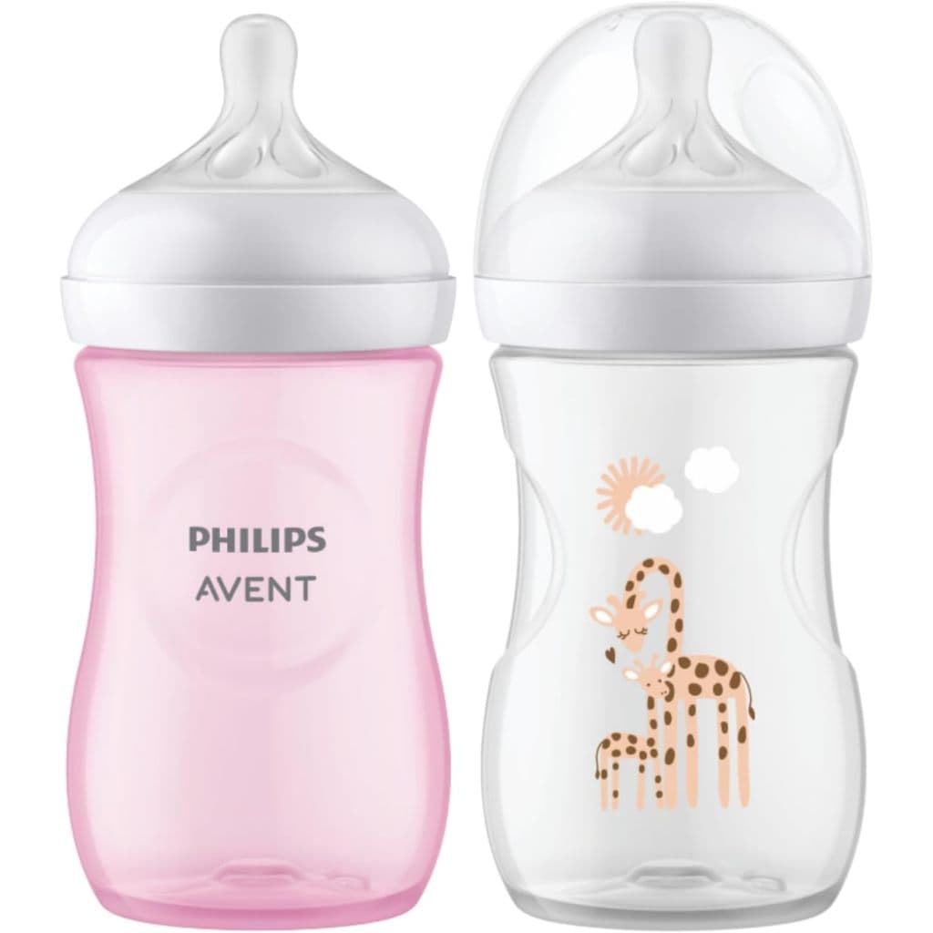 Kit 2 Mamadeira Avent Petala 260ml Rosa e Girafa - Philips Avent