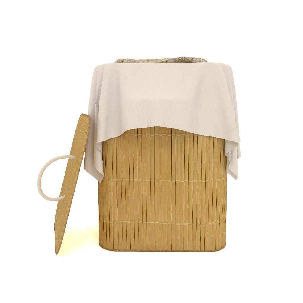 Cesto P/Roupas Bambu Organizador Para Banheiro