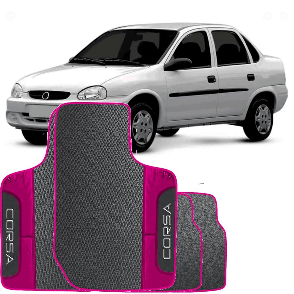 LINDO JOGO TAPETE 4 PEÇAS CARRO AUTOMOTIVO ROSA CHEVROLET CORSA CLASSIC 1995 A 2009 EMBORRACAHDO