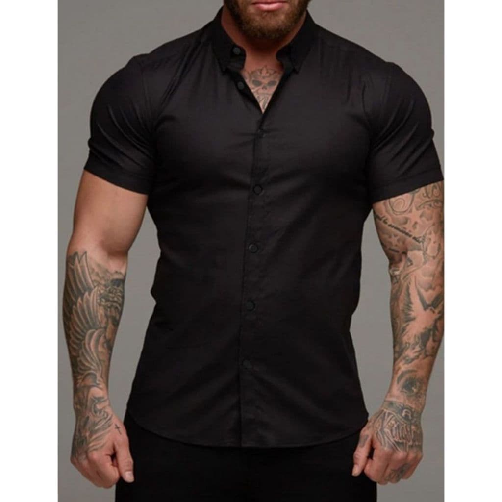 Social Masculina Slim fit Luxo Moda Manga Curta