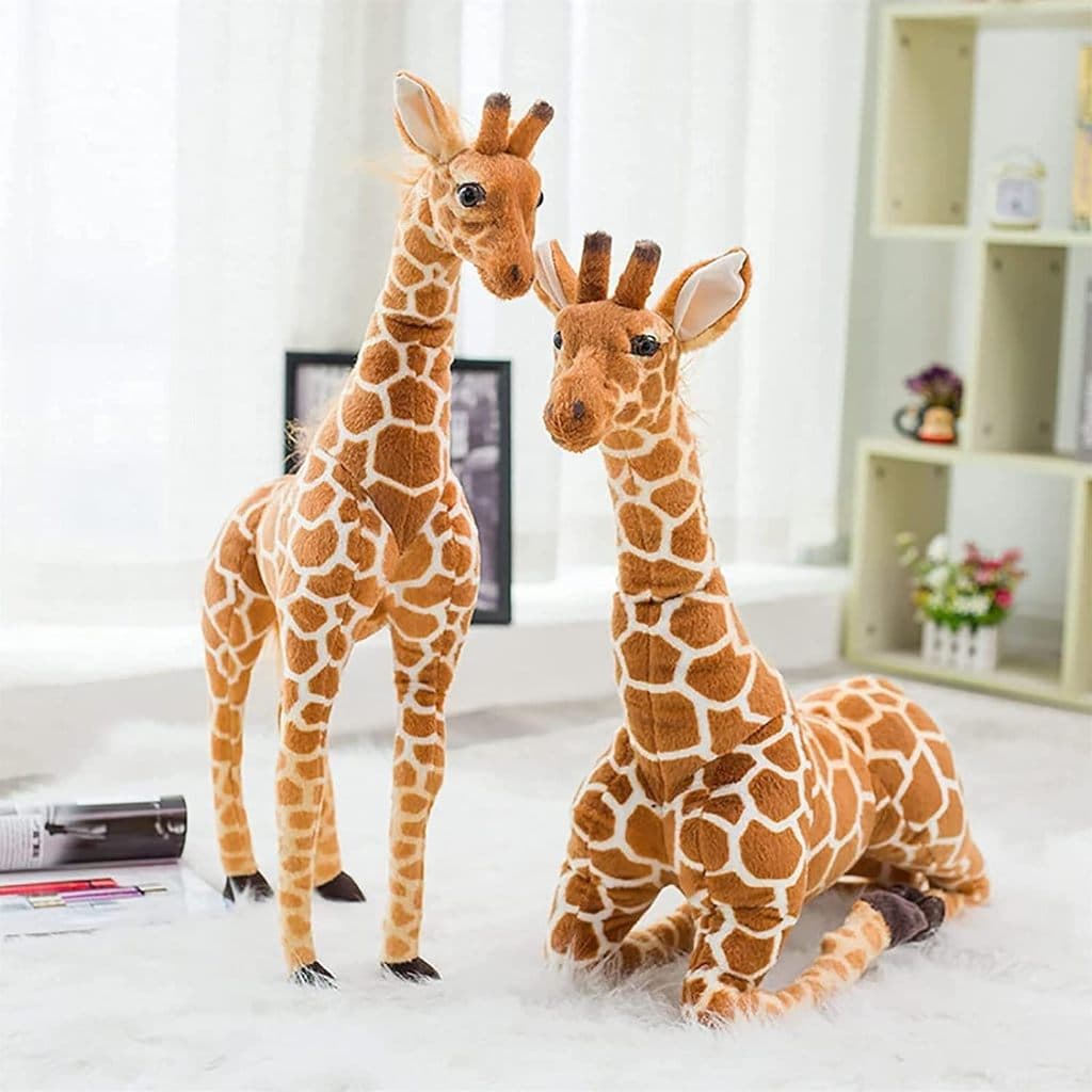 Girafa De Pelúcia Grande 80/70/50cm Articulada Antialérgica Em Pé / Brinquedo Realista / Marca Fizzy