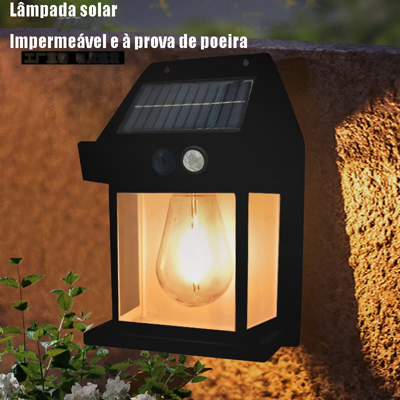 Luminaria  ARANDELA Solar PRETO Com Movimento Sensor Luz De Parede Lâmpada LED, Arandela, Luz Solar Impermeável, Energia Solar