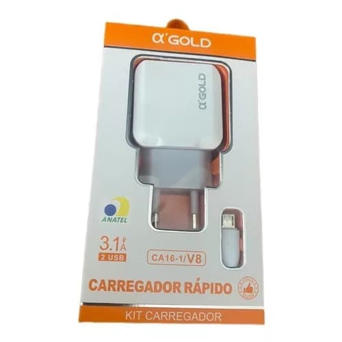 Carregador Carga Rápida Celular Tablet Android + Cabo V8 Micro USB Universal