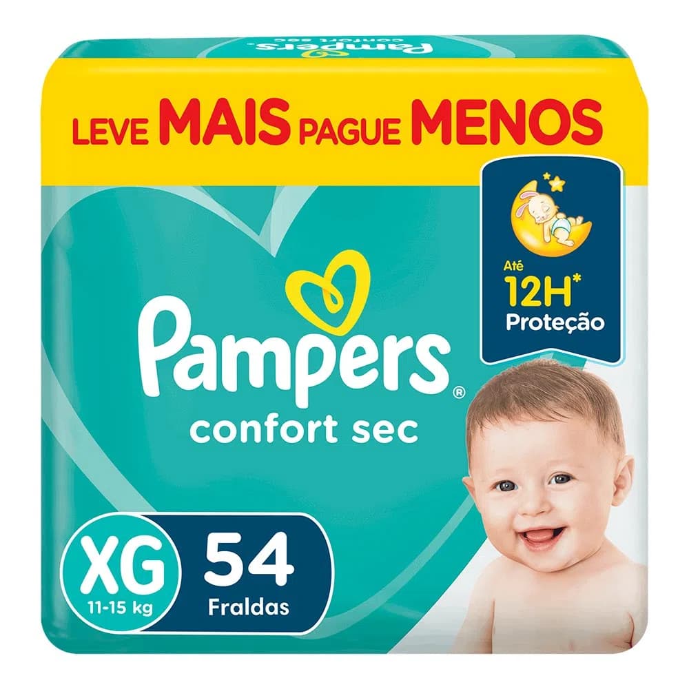 Fralda Pampers Confort Sec Bag Xg Com 54 Unidades