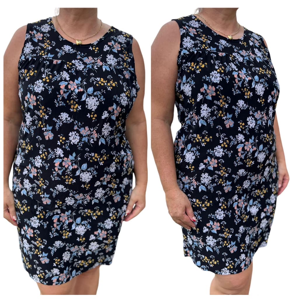 Kit 2 Vestidos feminino estampado sem manga, vestido fresco liganete.