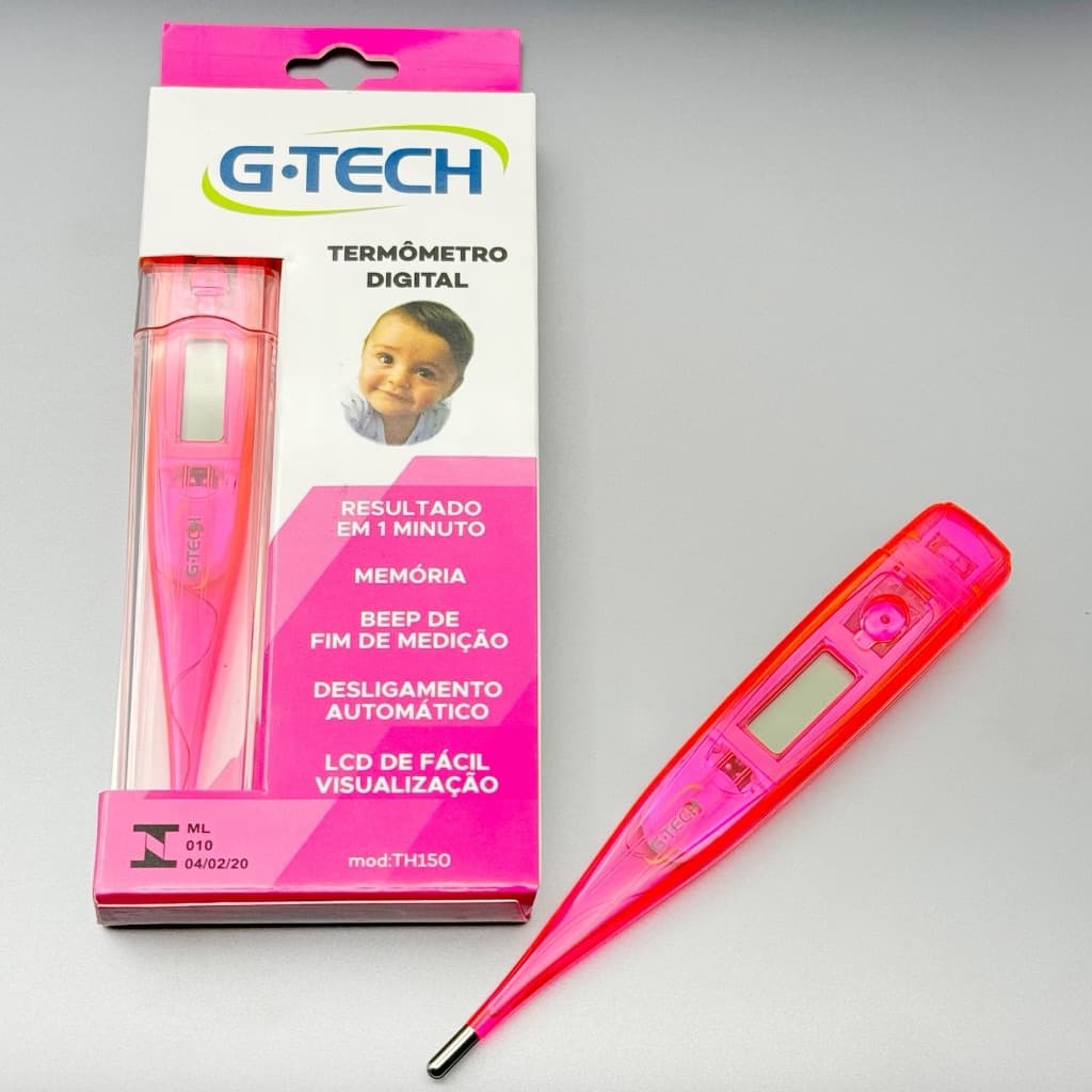 Termômetro Colorido Rosa Clinico Digital Axilar Febre G-Tech Th 150 Enfermagem Medicina