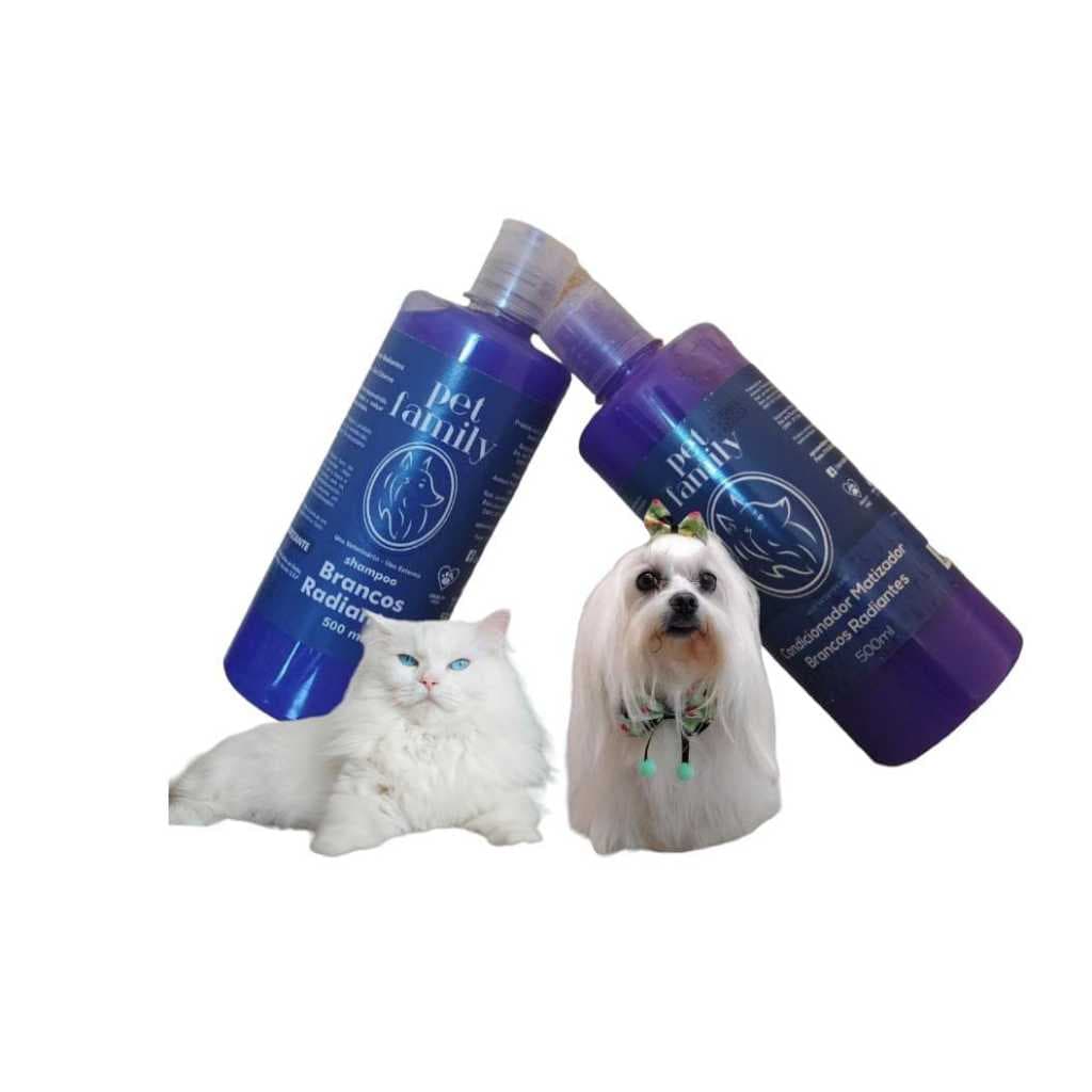 Shampoo Branqueador Pet + Condicionador Branqueador Para Cães E Gatos 500ml Profissional Clareador Matizador Natural